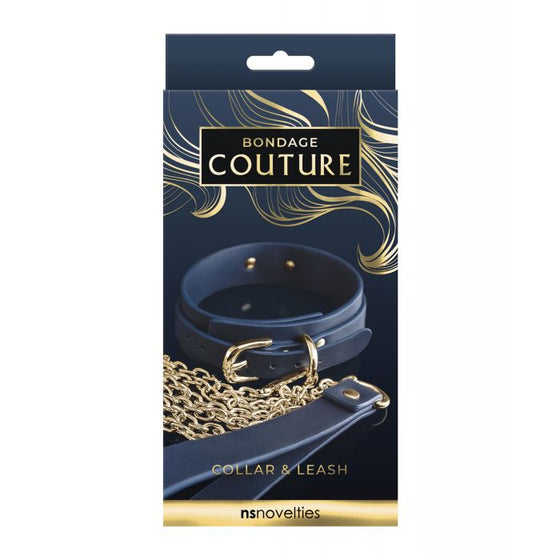 Bondage Couture Vinyl Collar and Leash - Blue