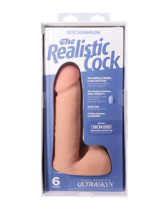 Realistic 6" ULTRASKYN Cock w/Balls - White