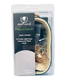  Spartacus Plush Lined PU Collar & Chained Leash - Green