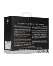  Shots Ouch Diamond Shape Butt Plug Set - Black