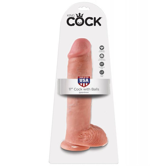 King Cock 11" Cock w/Balls - Flesh