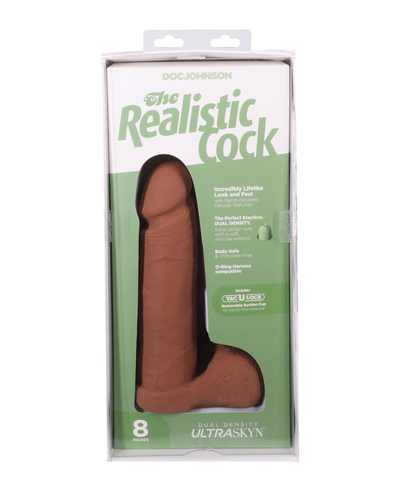 Realistic 8" ULTRASKYN Cock w/Balls - Brown
