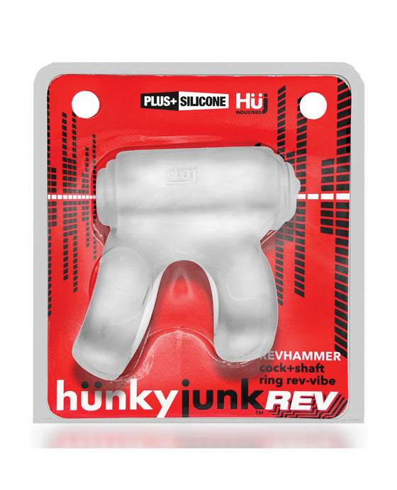 Hunky Junk Revhammer Shaft Vibe Ring - Clear Ice w/Blue Vibe