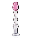 Icicles No. 12 Hand Blown Glass Massager - Clear w/Rose Tip