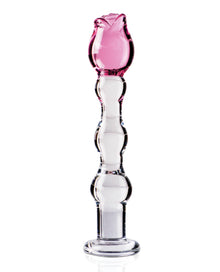  Icicles No. 12 Hand Blown Glass Massager - Clear w/Rose Tip