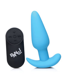  Bang! 21X Vibrating Silicone Butt Plug w/Remote - Blue
