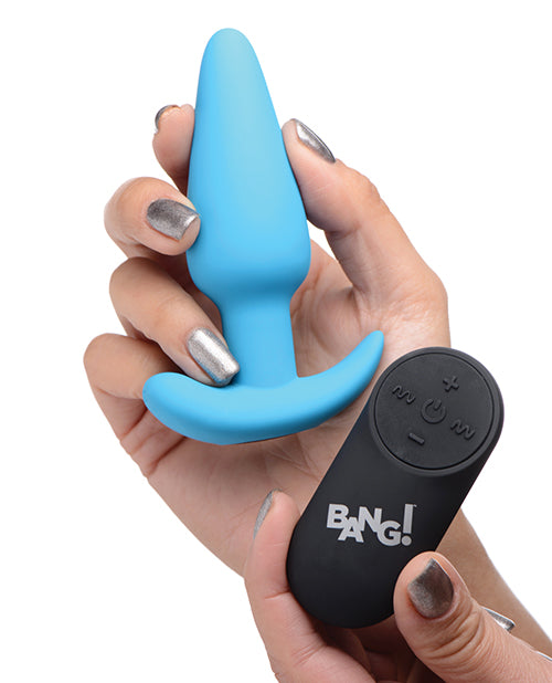 Bang! 21X Vibrating Silicone Butt Plug w/Remote - Blue