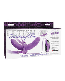  Fetish Fantasy Elite Vibrating Double Delight Strap On - Purple