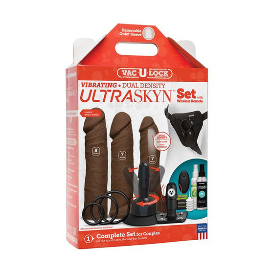 Vac-U-Lock Vibrating Dual Density ULTRASKYN Set w/Wireless Remote - Chocolate