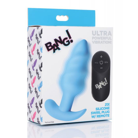 Bang! 21X Vibrating Butt Plug w/Remote Control - Blue