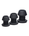 Master Series Gape-Grommets 3 pc Hollow Silicone Anal Dilator Set - Black