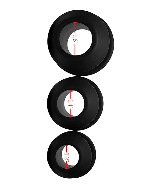 Master Series Gape-Grommets 3 pc Hollow Silicone Anal Dilator Set - Black