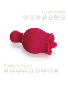  Sylvia Tongue Licking Rose Vibrator - Red