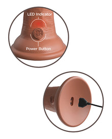  King Cock Elite 8" Dual Density Vibrating Silicone Cock - Tan