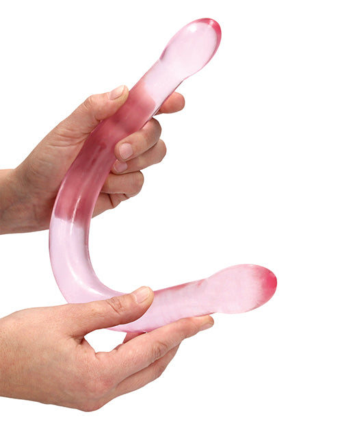 Shots RealRock Crystal Clear 17" Double Dildo - Pink