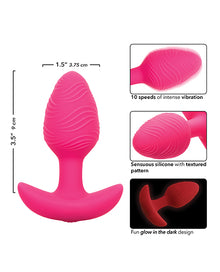  Cheeky Glow in the Dark Vibrating Butt Plug - Pink