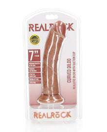  Shots RealRock Realistic 7" Curved Dildo - Tan
