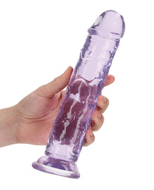  Shots RealRock Crystal Clear 9" Straight Dildo w/Suction Cup - Purple