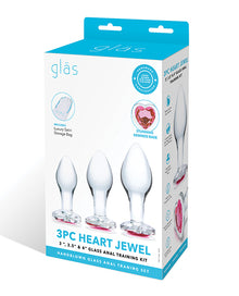  Glas 3 pc Heart Jewel Glass Anal Training Kit