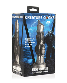  Creature Cocks Night Prowler Silicone Dildo - Small Black/Silver