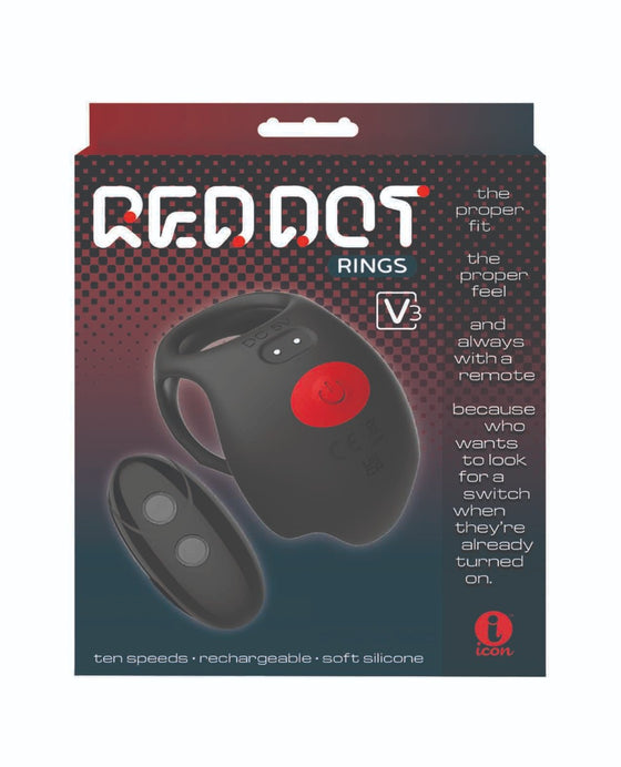 Massive Red Dot Cock Ring V3 - Black