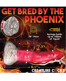  Creature Cocks Resurrector Phoenix Squirting Silicone Dildo - Red/White