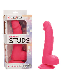  Silicone Studs Neon 6" Dildo - Pink