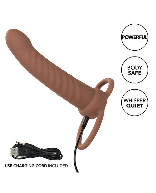 Performance Maxx Rechargeable Ribbed Dual Penetrator - Brown