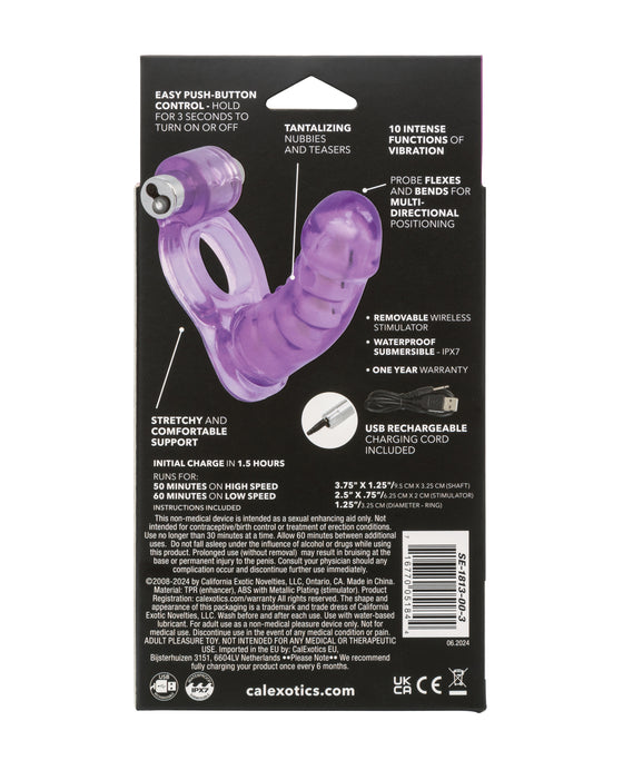 Double Diver Vibrating Enhancer w/Flexible Penetrator - Purple