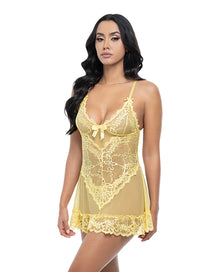  Valentine Lacey Babydoll w/G-String - Pale Banana XL