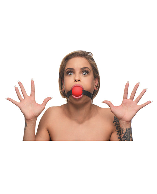 Master Series Gag Order Extreme Silicone Ball Gage - Red/Black