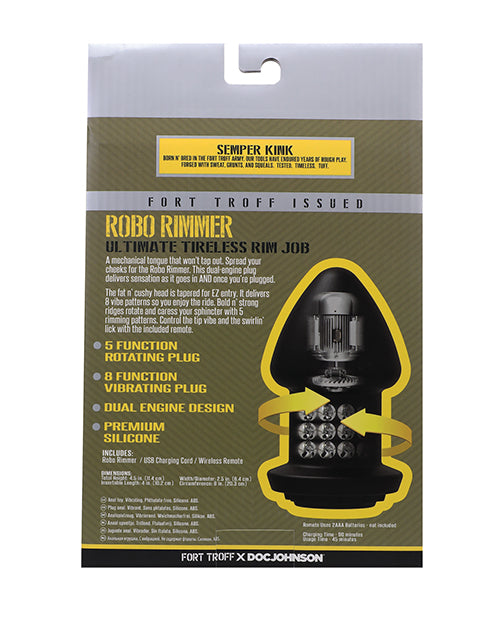 Fort Troff Robo Rimmer Vibrating Anal Plug w/Remote Control - Black