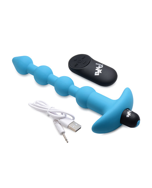 Bang! 28X Vibrating Silicone Anal Beads w/Remote Control - Blue