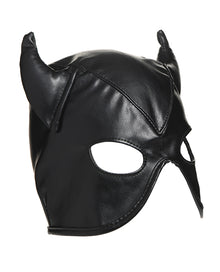  Master Series Dungeon Demon Bondage Hood w/Horns - Black