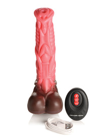  Creature Cocks Deluxe Centaur Thrusting & Vibrating Silicone Dildo w/Remote Control - Peach/Brown