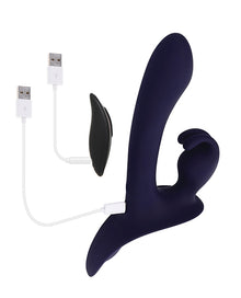  Evolved Giving Vibes Strap-On Bunny Eared Stimulator w/Remote Control - Purple
