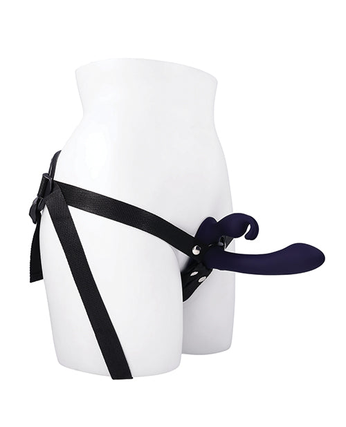 Evolved Giving Vibes Strap-On Bunny Eared Stimulator w/Remote Control - Purple