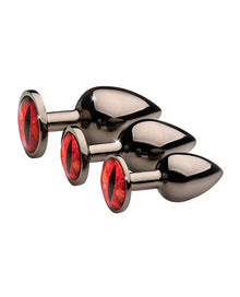  Creature Cocks - Sinister Eyes Red Eye Metal Butt Plug Set
