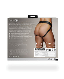  Shots Ouch Vibrating Strap On Thong w/Removable Rear Straps - Black M/L
