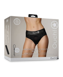  Shots Ouch Vibrating Strap On High-Cut Brief - Black XS/S