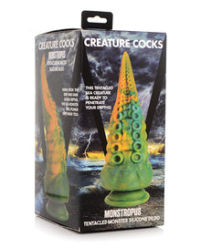  Creature Cocks Monstropus Tentacled Monster Silicone Dildo  - Green/Yellow