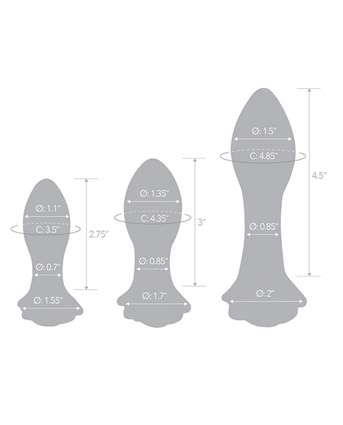 Glas 3 pc Rosebud Butt Plug Set - Pink