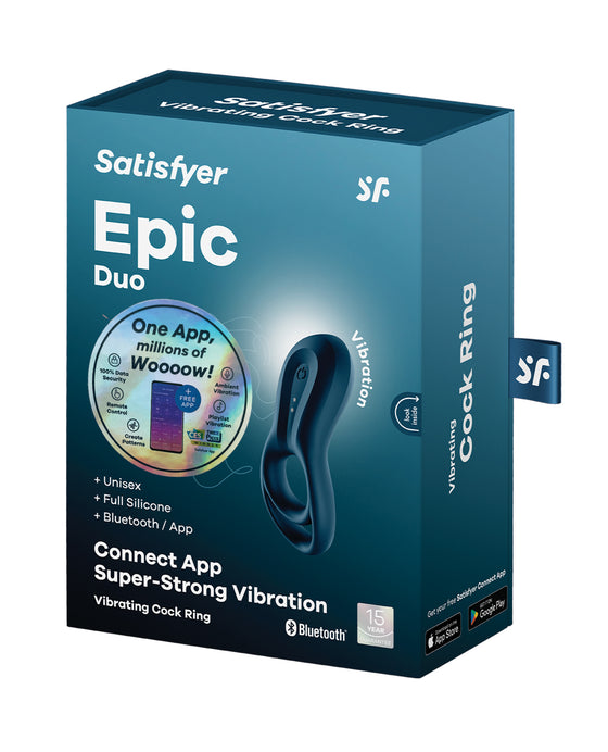 Satisfyer Epic Duo Ring Vibrator - Dark Blue
