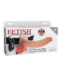  Fetish Fantasy Series 9" Vibrating Hollow Strap On w/Balls - Flesh