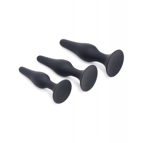 Master Series Triple Tapered Silicone Anal Trainer - Black Set of 3