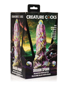  Creature Cocks Dragon Spawn Dragon Ovipositor Silicone Dildo w/Eggs - Multi Color