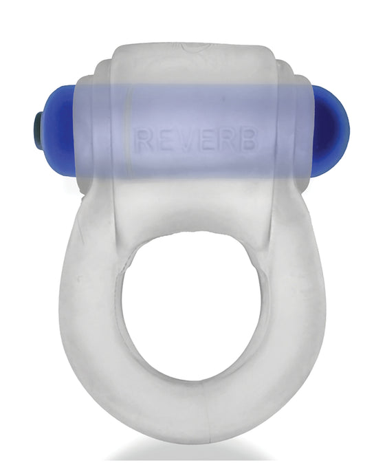 Hunky Junk Revring Cock Ring w/Vibe - Clear w/Blue Vibe