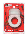 Hunky Junk Revring Cock Ring w/Vibe - Clear w/Blue Vibe