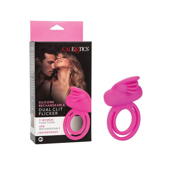 Silicone Rechargeable Dual Clit Flicker Enhancer - Pink