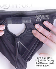  Shots Ouch Vibrating Strap On Thong w/Removable Rear Straps - Black XS/S